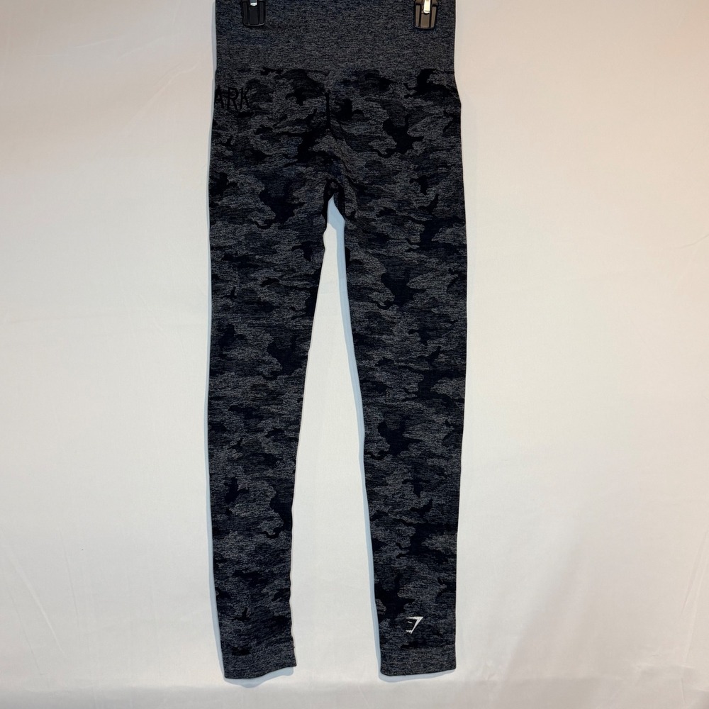 Gymshark Adapt Camo Seamless Leggings Black Grey High Waisted Ruched Back Small - Picture 7 of 8